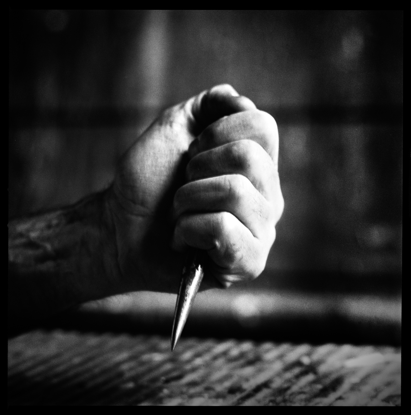 Portrait Lucio Fontana with his tool, Milan, 1965 - photographed by Lothar Wolleh